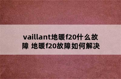 vaillant地暖f20什么故障 地暖f20故障如何解决